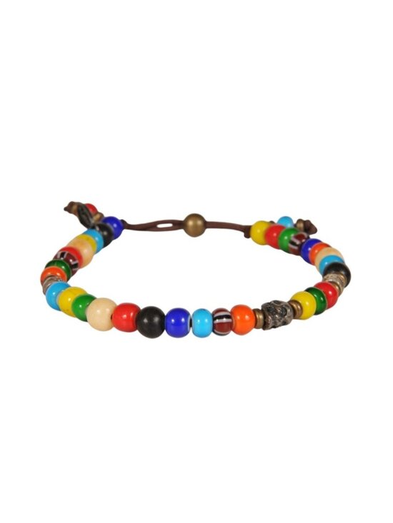 M Cohen Other - M Cohen By Maor Bead Bracelet 925 Silver Skull Multi Color Blue Yellow Rainbow